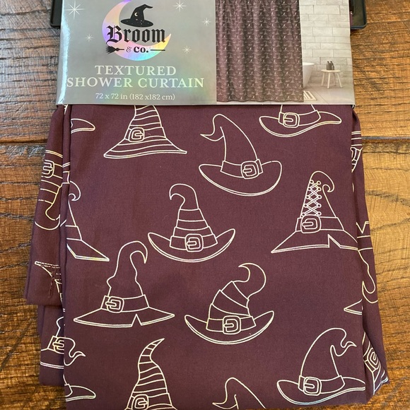 Halloween Shower Curtain, Purple Shower Curtain With Silver Witch Hats 72” x 72” - Picture 9 of 11